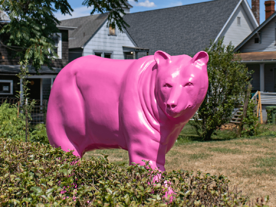 pink bear sculpture