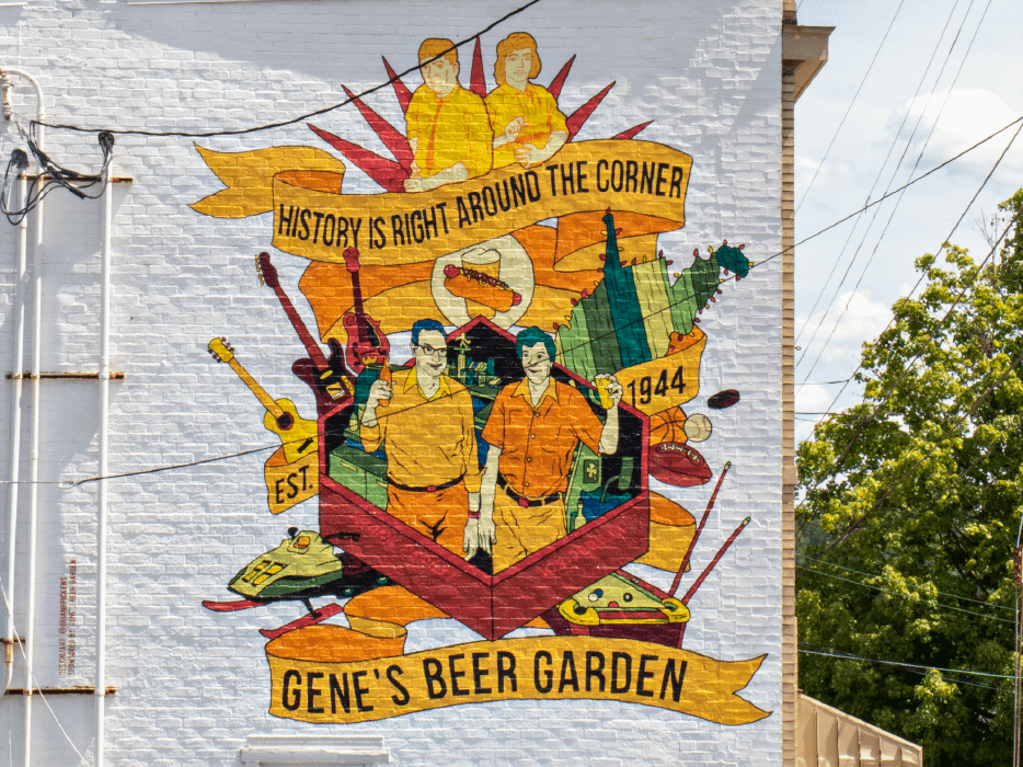 Mural on Gene's Beer Garden building
