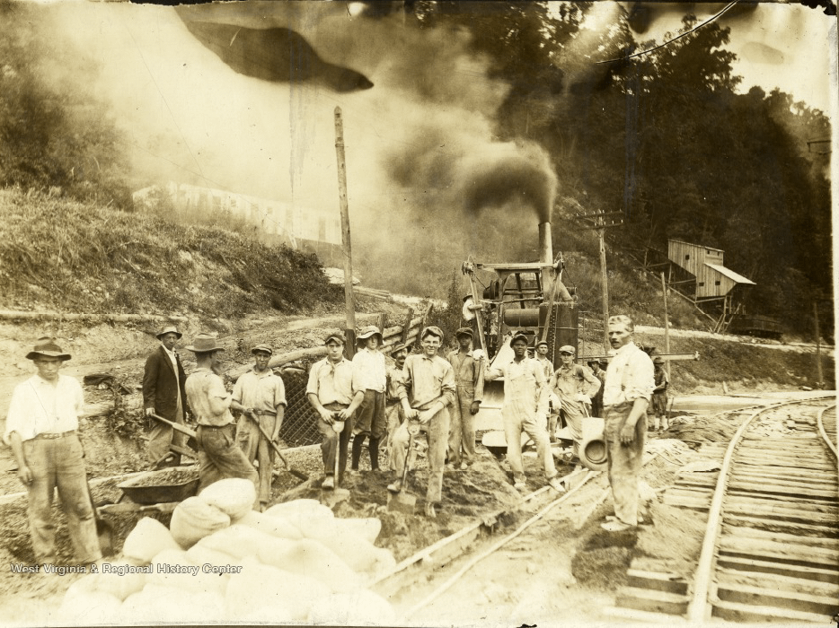old photo of construction workers